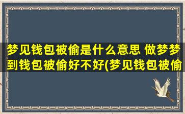 梦见钱包被偷是什么意思 做梦梦到钱包被偷好不好(梦见钱包被偷的含义及解析，做梦钱包被偷好不好？)